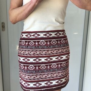 5/48 Print Skirt Faux Leather Trim 10 NWOT